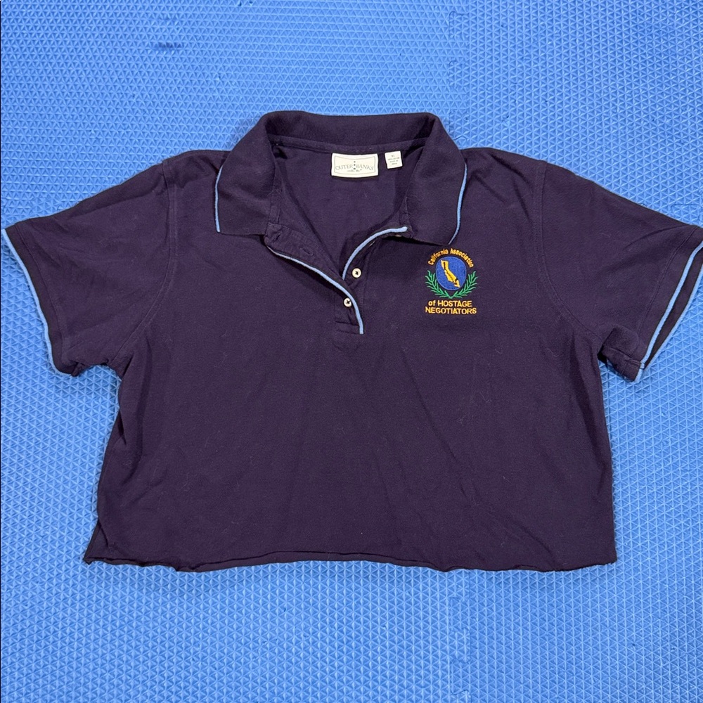 Vintage cropped embroidered polo